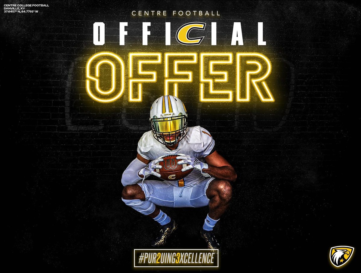 After a great conversation with <a href="/CoachAndyFrye/">Andy Frye</a> I am blessed to receive my first offer from <a href="/CentreFootball/">Centre College Football</a>