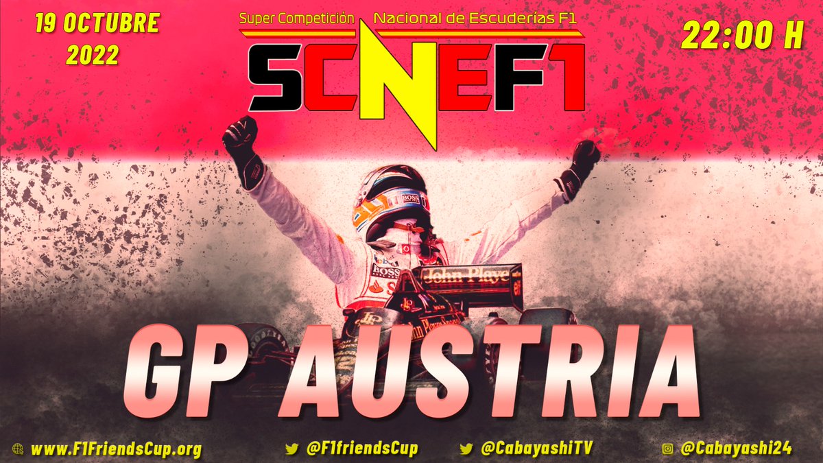 #SCNEF1 | 🔥 ¡Como nos gusta Red Bull Ring!

🗓️ Esta noche llegamos a la mitad de la temporada con una carrera muy especial, será la primera de SCNEF1 bajo el sistema "Sprint Race".

🫣  No te pierdas el GP Austria a las 22 h desde Twitch con <a href="/Cabayashi/">𝓒𝓪𝓫𝓪𝔂𝓪𝓼𝓱𝓲</a>.

twitch.tv/f1friendscup