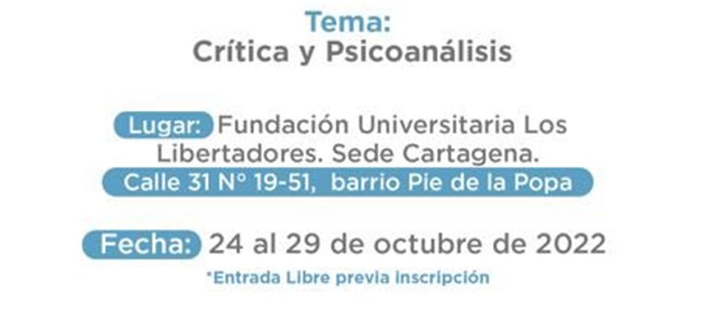 DirInves_FULL's tweet photo. Faltan pocos días para el XV Encuentro Nacional y III Internacional de Semilleros de Investigación desde el Psicoanálisis.
📍Sede @UniLibertadores Cartagena
✅Entrada libre
Inscripciones abiertas 👉 https://t.co/CNyBFMMDfI
#FULLInvestigaciones #Cartagena #psicoanálisis https://t.co/6zgpm8YQAq