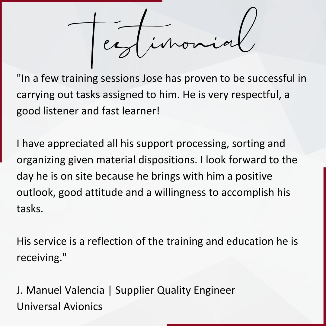 SanMiguelHS's tweet photo. We love getting positive words of commendation for our students and this week for #WorkStudyWednesday we want to share CWS Corporate Partner @UnivAvionics's message about Jose and the San Miguel High School CWS Program.
#shoutout #kudos #workstudy @CristoRey https://t.co/M2gHB6RmZ6