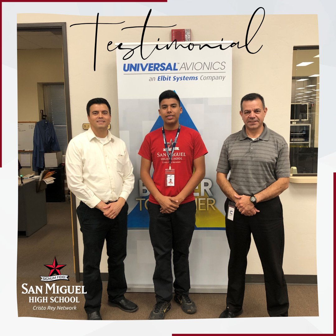SanMiguelHS's tweet photo. We love getting positive words of commendation for our students and this week for #WorkStudyWednesday we want to share CWS Corporate Partner @UnivAvionics's message about Jose and the San Miguel High School CWS Program.
#shoutout #kudos #workstudy @CristoRey https://t.co/M2gHB6RmZ6