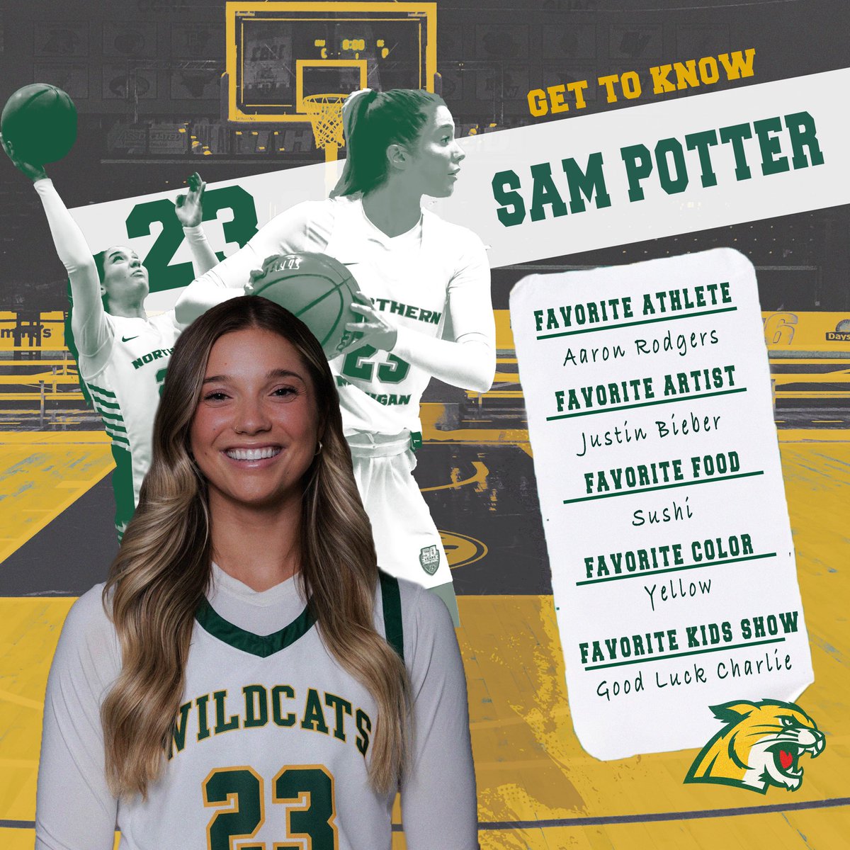 NMU_WBBall's tweet photo. Get to know Junior Forward, Sam Potter! 🫶🏼

Sam is one of the hardest workers in our program. She never complains, just shows up every day and works as hard as possible. We cannot wait to have her back on the court! https://t.co/jLsU5aLZsp