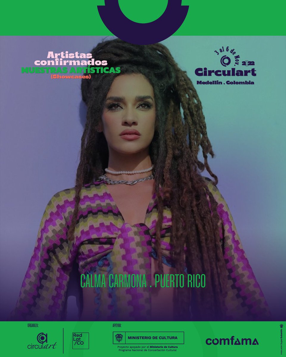 henryrage's tweet photo. Para mi es una felicidad anunciar a @CalmaCarmona por primera vez en Medellín, en @Circulart_ el 5 de noviembre, desde Puerto Rico #MuestrasArtisticas #Circulart2022 Calmezy en Colombia! https://t.co/hnqCXDvTEZ