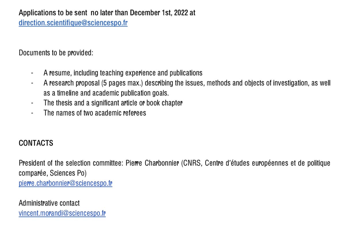 🟢📣 CALL FOR APPLICATIONS 📣🟢 Sciences Po hires ! 10 postdocs in social sciences 3 years position in Paris >> How ecological and climate crises reshape the economic, social, legal, political order and historical reason ? Details 👇