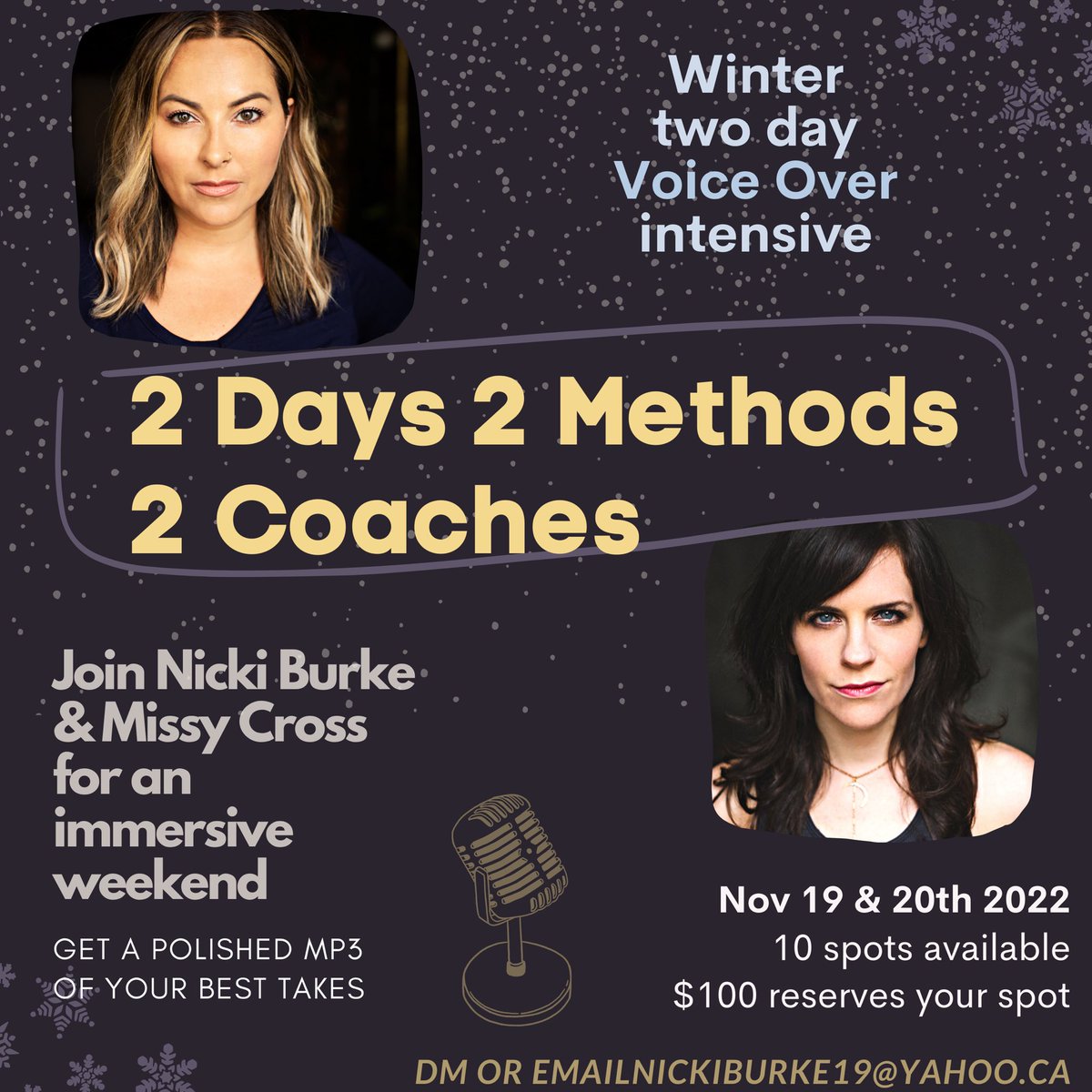 Curious about Voiceover? Live in Toronto?? Join us for our last 2Day2Coaches2Methods workshop of the year! #voiceover #actorslife #voiceacting #workshop