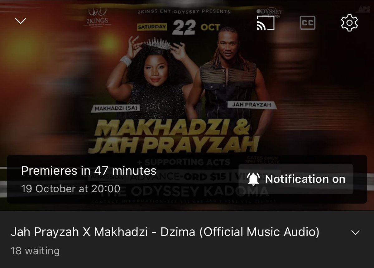Jah Prayzah x Makhadzi - Dzima
8pm

youtu.be/u2crGFk9r4M