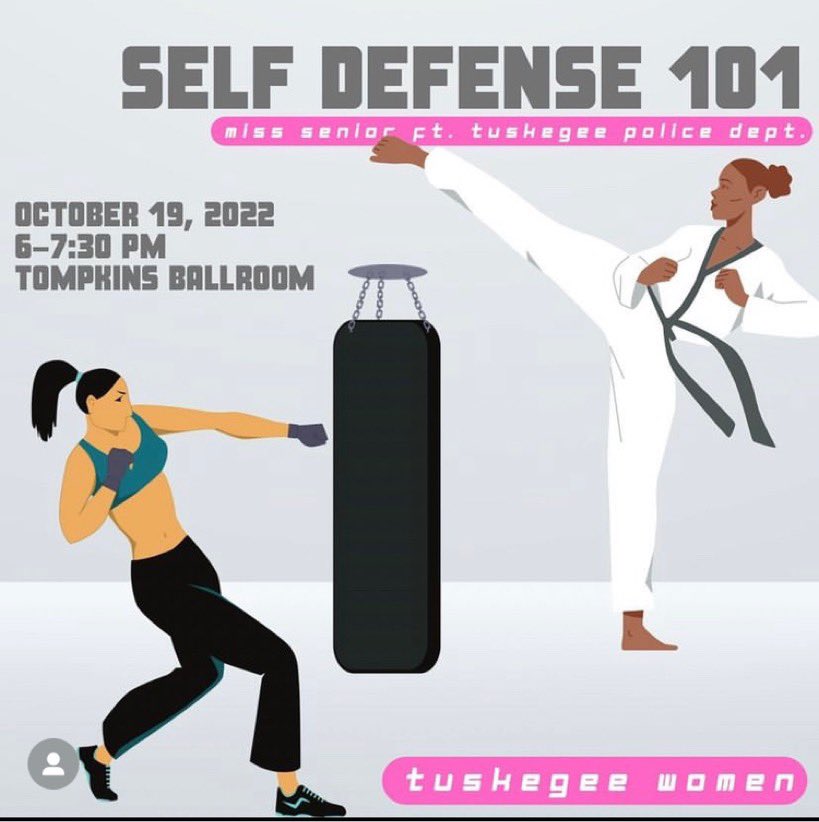 tu23sga's tweet photo. Come join Miss Senior and the Tuskegee University Police Department TODAY to gain knowledge on how to defend yourself. Refreshments will be provided. See you soon💗♠️ https://t.co/s6ALnzP5cU