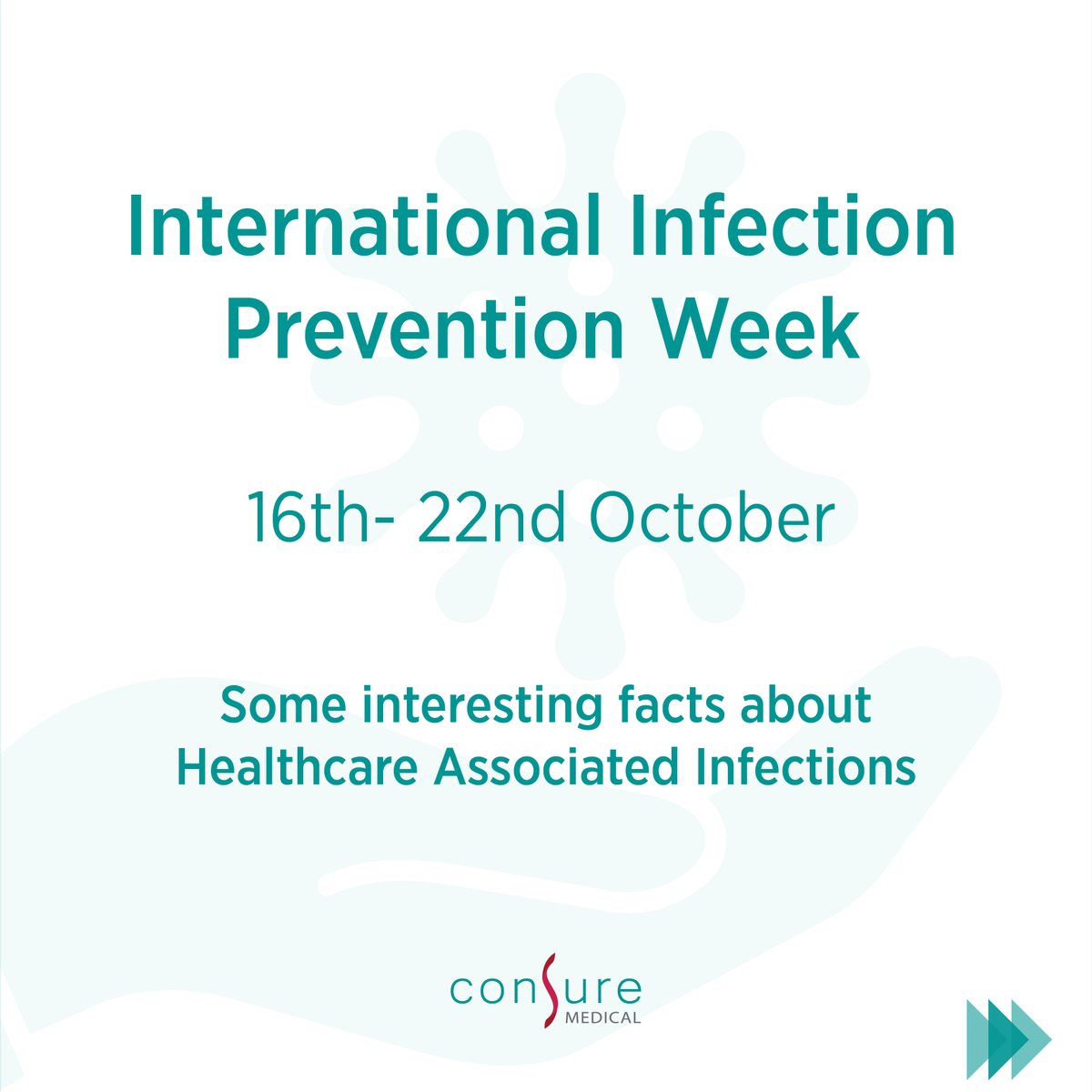 ConsureMedical's tweet photo. This International Infection Prevention Week we bring you some important facts about  (#HAI) and complications.

We can help improve quality metrics and reduce infections by 30%

#infectionprevention #InfectionControl #CAUTI #CLABSI #SSI #CDI #Hospitals #Nursing #Diseases https://t.co/pSGZntrDSb