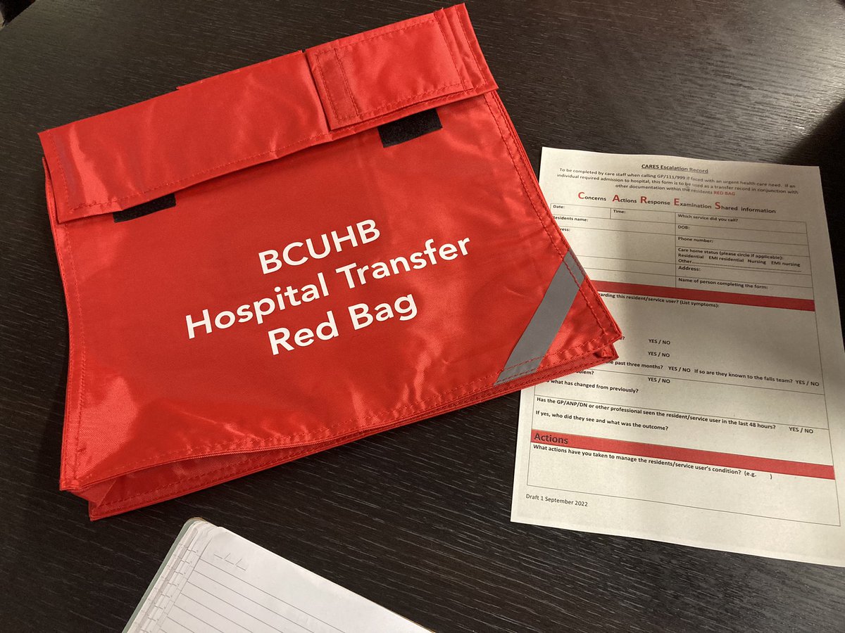 Here we go! The launch of the Red Bag in East IHC to support the journey of care home residents in and out of hospital. Launch planned for the first week of November into ED, admission areas and wards. A fabulous opportunity to enhance our communication with care home colleagues.