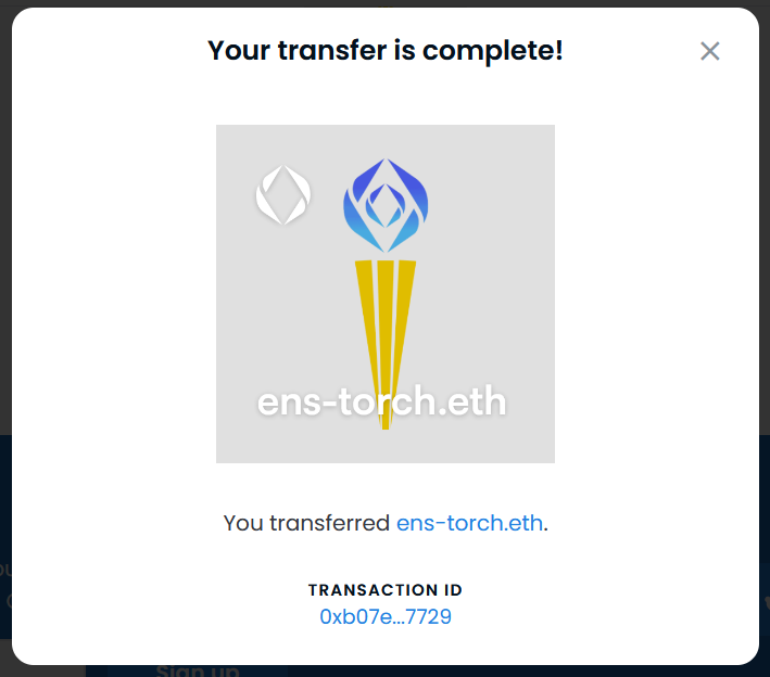 So happy to be able to transfer the <a href="/ENSTorchRelay/">ENS-Torch-Relay.eth</a> to <a href="/butilovetonap/">a247hustler</a> !

I love what she is doing for the fashion scene in Singapore and beyond, and her incorporation of NFTs in this area with <a href="/mirlnft/">MIRL is Made In Real Life 🧥</a> is just so inspiring!

Well deserved!!