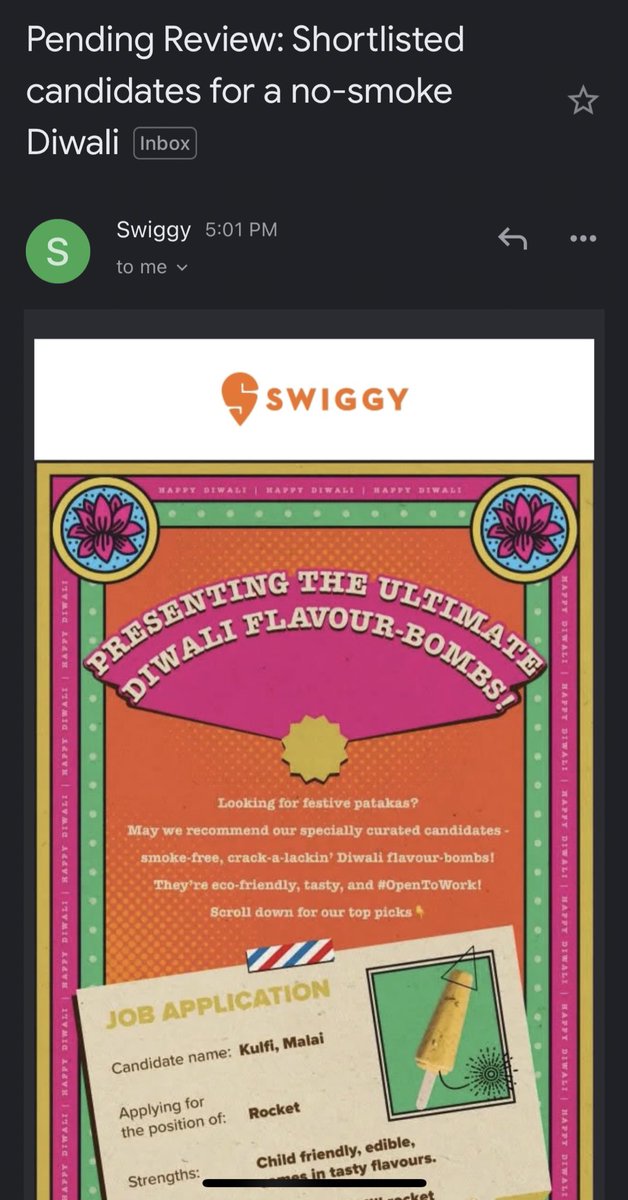 LapsiyaG's tweet photo. @Swiggy @SwiggyCares, @harshamjty 
Appreciate care towards Mother Nature for No Smoke Diwali, could you just think beyond one day - festive day that’s comes once a year - and ask your delivery guys to cycle the deliveries going ahead instead of using a motorcycle round the year. https://t.co/1IoYYGEIZE