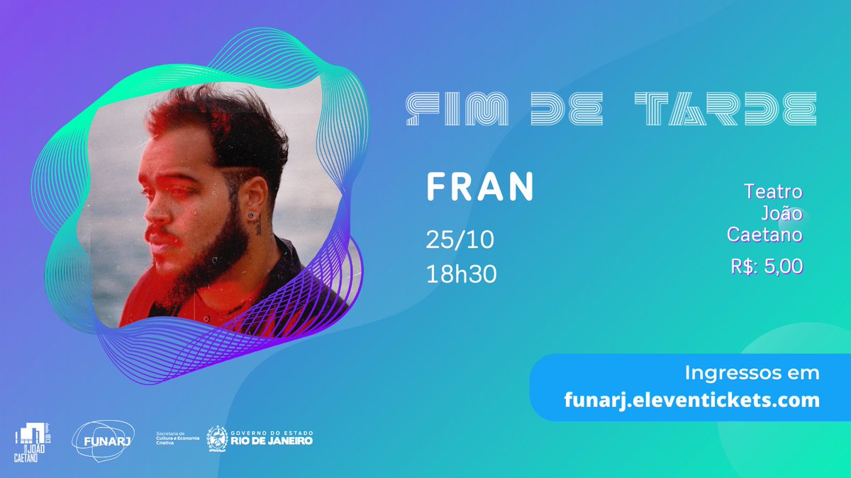 Venha curtir o happy hour com o show exclusivo de FRAN no Fim de Tarde!

Ingressos em: funarj.eleventickets.com/#!/apresentaca…