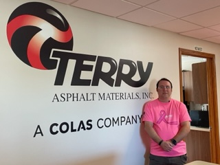 Terry_Asphalt's tweet photo. Terry Asphalt goes PINK for Breast Cancer Awareness Month! #BCAM https://t.co/Ow29qm4NFM