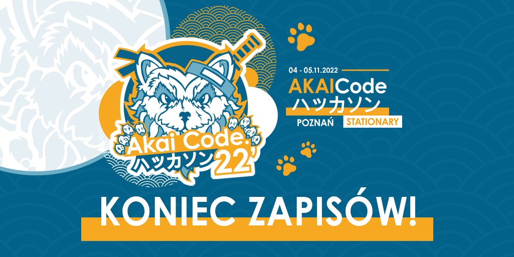 akai_pp's tweet image. Zapisy na 1. edycję AKAI Code od tego momentu są zamknięte! Wszystkie miejsca zapełnione! 🥳

Ze strony organizatorów jesteśmy niesamowicie szczęśliwi, że wydarzenie spotkało się z tak wielkim zainteresowaniem. Bardzo dziękujemy Wam za zaufanie, którym nas obdarzyliście ❤️