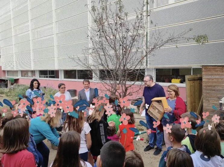 Afa_TCM's tweet photo. Famílies, avui la regidora d’Educació @pgorina1 i el seu equip de l’ @ajsantcugat han estat presents en la instal·lació dels hotels per a insectes que es van fer el curs passat 😊🐝
Els han posat a prop de l’hort per facilitar la pol·linització i l’erradicació d’algunes plagues! https://t.co/YwT6Ar2SXw