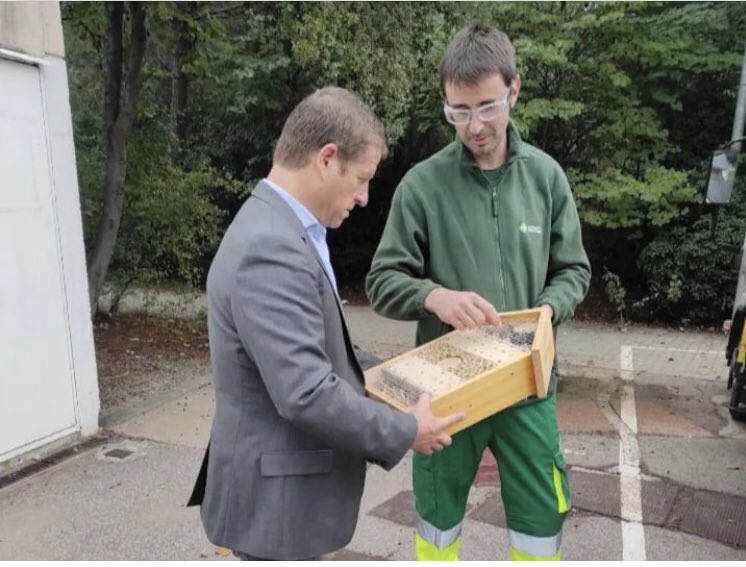 Afa_TCM's tweet photo. Famílies, avui la regidora d’Educació @pgorina1 i el seu equip de l’ @ajsantcugat han estat presents en la instal·lació dels hotels per a insectes que es van fer el curs passat 😊🐝
Els han posat a prop de l’hort per facilitar la pol·linització i l’erradicació d’algunes plagues! https://t.co/YwT6Ar2SXw