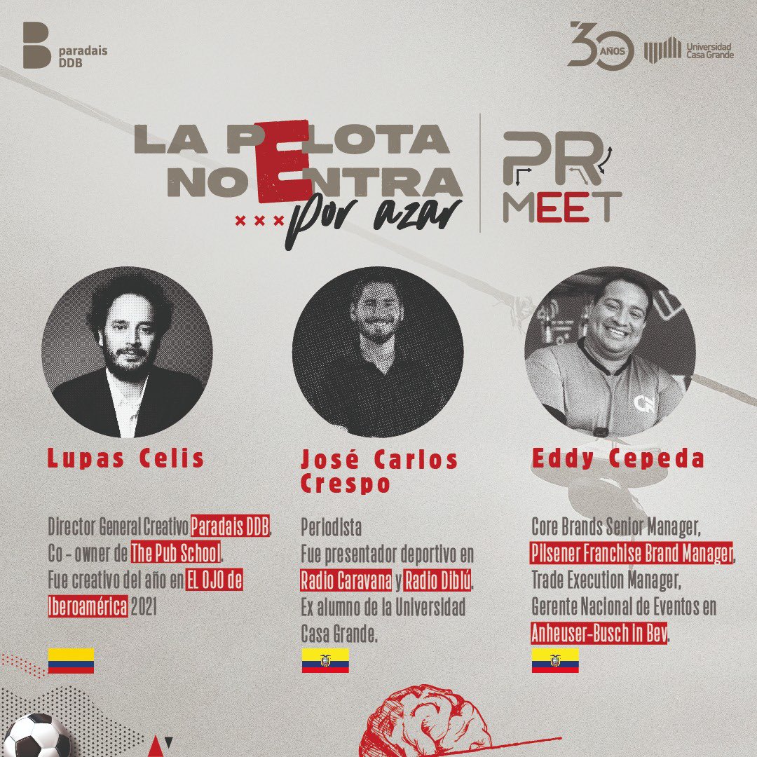prmeet_ucg's tweet photo. 📣Aprende de los mejores goleadores en este #PRMeet 2022⚽️

Todo para asegurar el mejor partido en estrategias de comunicación aplicadas al ámbito deportivo, ¡Reserva tu palco en el Link de la bio! 🏟️

#LaPelotaNoEntraPorAzar, ni en el fútbol, ni en los negocios 🔜 https://t.co/bH7pDZfMe3