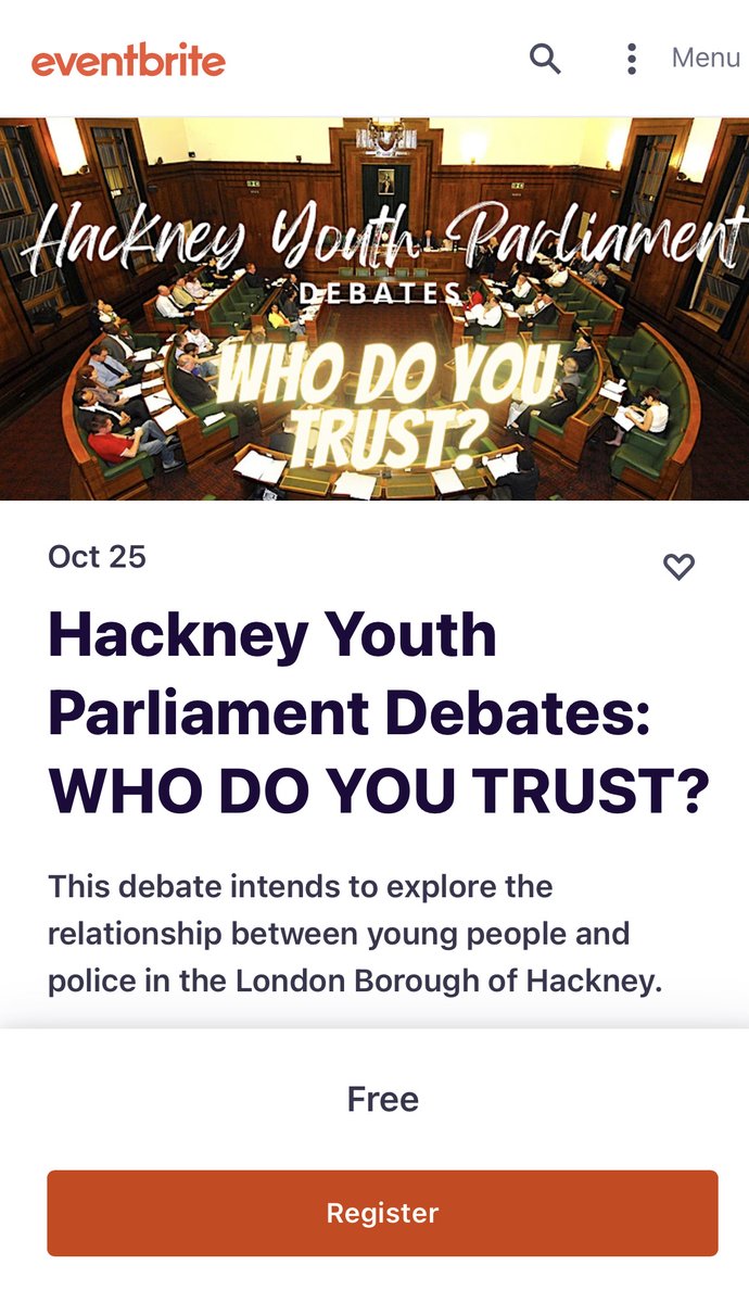 #HackneyYouthParliament have two fantastic FREE events coming up for young people aged 13+! 1. Sat 22 Oct, 12 noon - 4pm: #HackneyBlackHistory Celebration! bit.ly/hypbhevent22 2. Tues 25 Oct, 2pm - 4.30pm: 'Who Do You Trust?' debate on policing bit.ly/hypwdyt