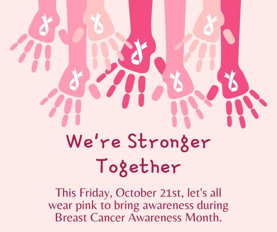 All-Stars! This Friday is PINK OUT day! Let's all wear pink to show our support for Breast Cancer Awareness Month.
#athertonallstars
