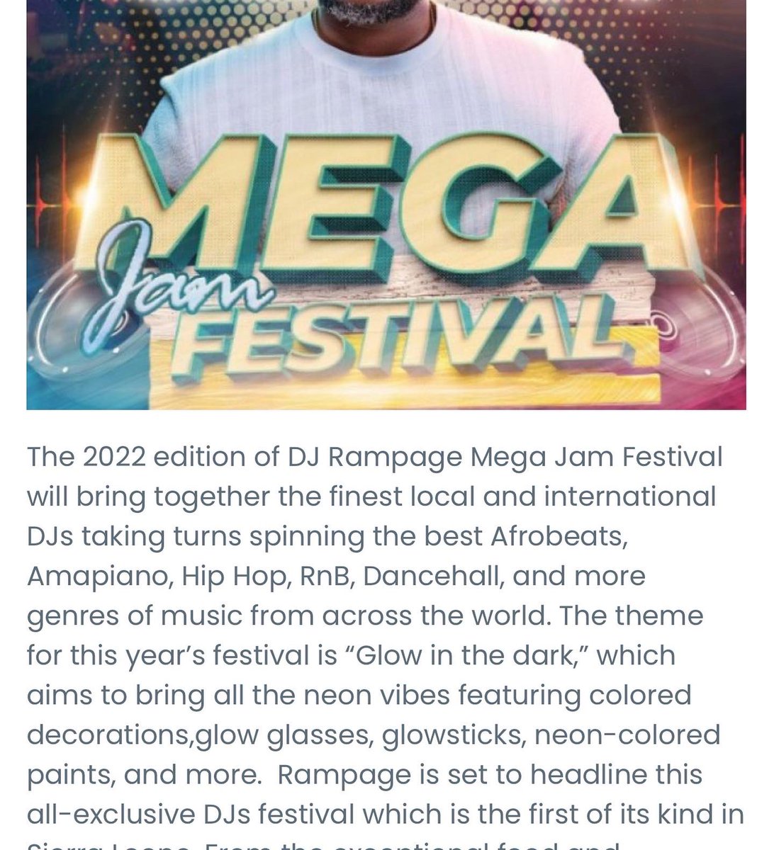 megajamfestival's tweet photo. Guess who got featured on @visitsierraleon ?
You guessed right!
@megajamfestival Did! Check out the link in bio.
#visitsierraleone #djrampage #megajamfestival #glowinthedark #dettydecember #decemberinfreetown https://t.co/KLhQKL1wEx