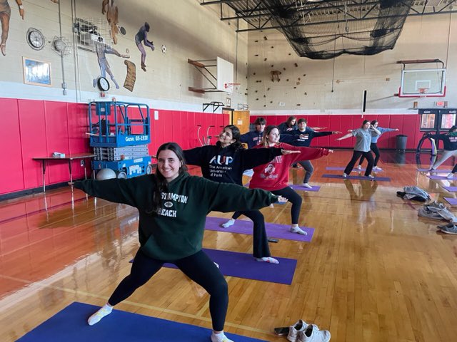 Cyclone Yoga…. “It’s not about being good at something; it’s about being good to yourself.” #Namaste #GameOnRVC <a href="/pat_walshEDU/">Patrick Walsh, Ed.D.</a> <a href="/RVCSchools/">Rockville Centre School District</a>