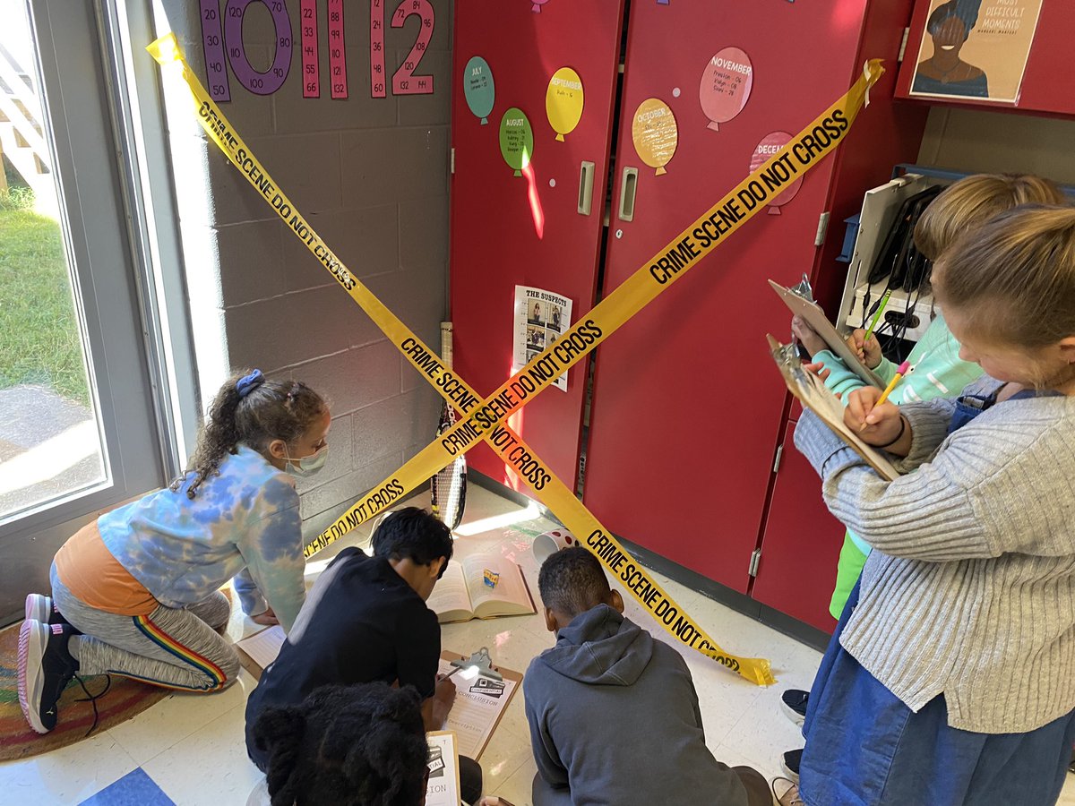 thepowerof4th's tweet photo. #WaybackWednesday to finding the missing principal! our inferencing experts worked hard to use the clues left at the crime scene to figure out who kidnapped mrs turner 🕵️🔎 https://t.co/KxgQXju71z
