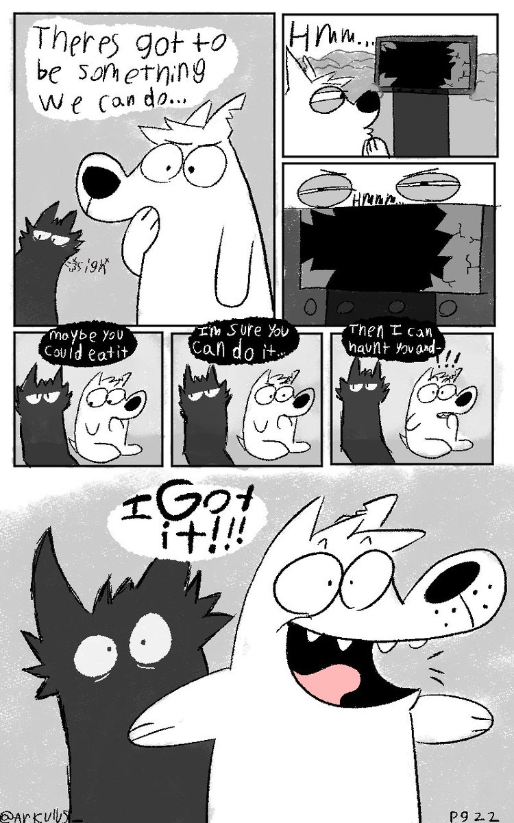 Bonehead_comic's tweet photo. Bonehead page 23! (last page was actually 22 I misnumbered)

The dogs got an idea! https://t.co/fhWNy9WCRJ