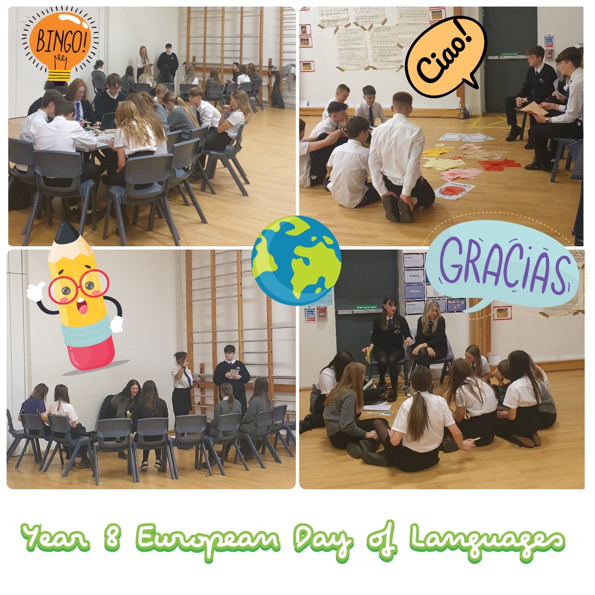 CCYD_MFL's tweet photo. We had another successful and fun European Day of Languages with Year 8 today 🌍💬🗣️ The learners thoroughly enjoyed learning a few words in different modern languages as well as facts about ohter cultures. A big thank you again to our Sixth Formers... You were "fabuleux" 👏🏻🌟 https://t.co/Sz4J1lVLwv