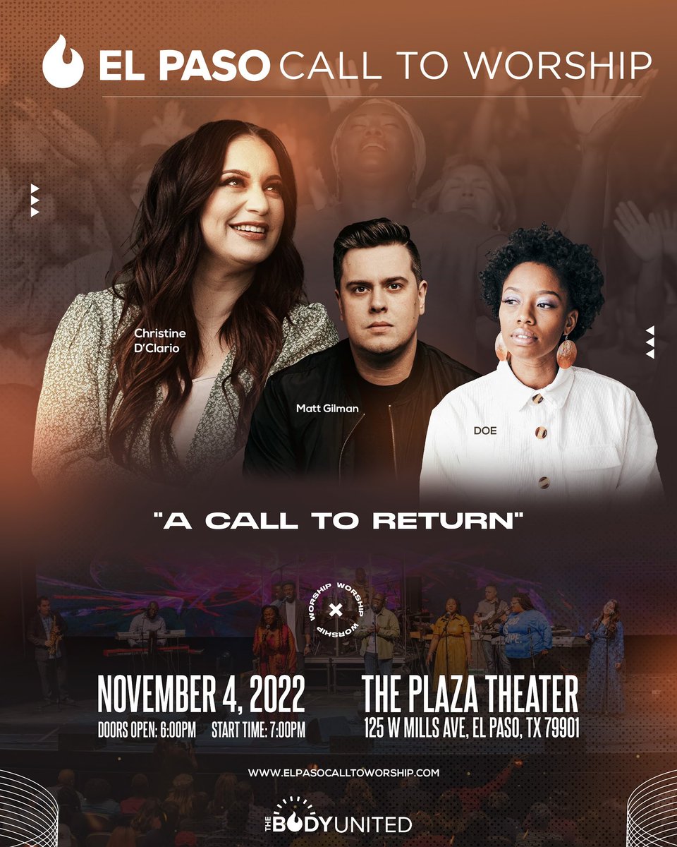 ELPCall2Worship's tweet photo. Are you ready? El Paso Call to Worship - A Call to Return with @ChristineDmusic, @gilmanmatt, and @Doejonesmusic is only 15 Days away and we are really excited! Don't forget to register and save your spot at https://t.co/zkcT5gUOIE. See link in bio ☝️. #elpasocalltoworship https://t.co/lYvDLsIHu0