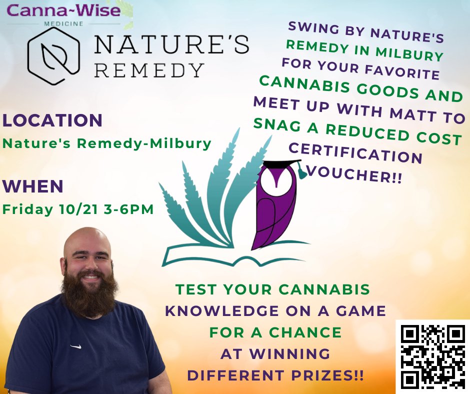 canna_wise's tweet photo. THIS Friday 3-6pm Canna~Wise Medicine will be @naturesremedyma Swing by to meet Matt and get your hands on a reduced cost voucher!

#alternativemedicine #cannawise #helpingothers #popup #milburyma https://t.co/BR0j9HSVVO