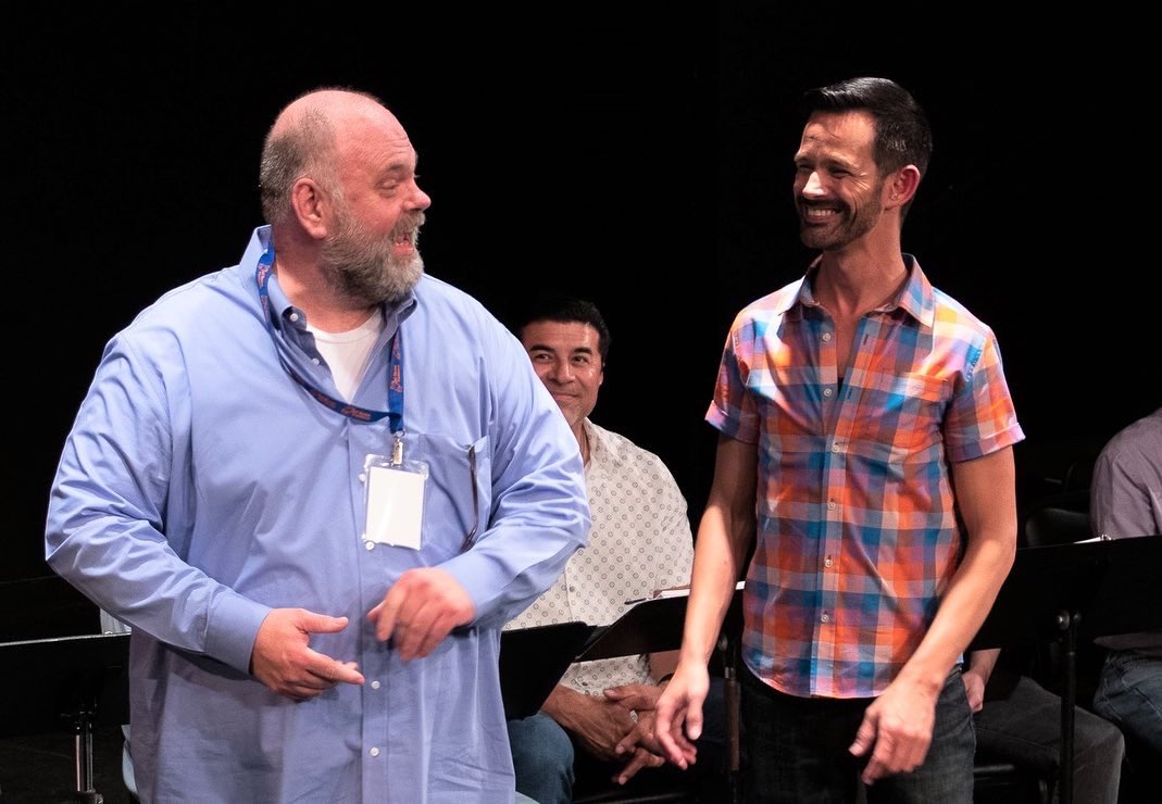 DelShoresFound's tweet photo. All smiles as Jiggs Burgess introduced his winning play “The Red Suitcase” for the stage reading at our first Writers Festival with @DelShores, Program Director @ActuallyEmerson and Board Co-Chair Stuart Bell. https://t.co/IkOYWMlwpN
