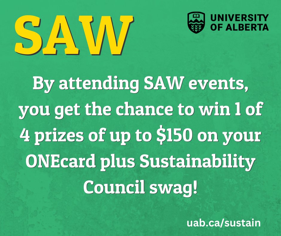 UASustain's tweet photo. Attend SAW next week to learn about the different sustainability initiatives + to win some cool prizes!

For more information, please visit:
https://t.co/Ebz2gC3mcg https://t.co/zcb1wUfYAJ
