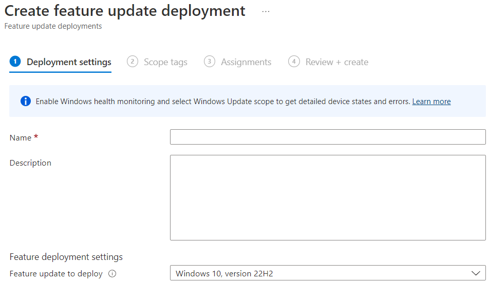 UpdatedavidM's tweet photo. Windows 10 22H2 is now available in Feature update profiles in Intune.  

#Intune #MicrosoftIntune https://t.co/Ggj83J11ny