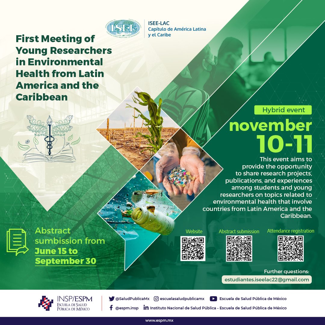 ISEESNRN's tweet photo. Happening November 10-11, #ISEE_LAC's Young Researchers meeting will allow #students &amp; #youngresearchers to share research, publications, &amp; experiences in #environmentalhealth. 
Registration for the event is free 👉 https://t.co/w1LJTKZyBr. https://t.co/aF268lP7b9