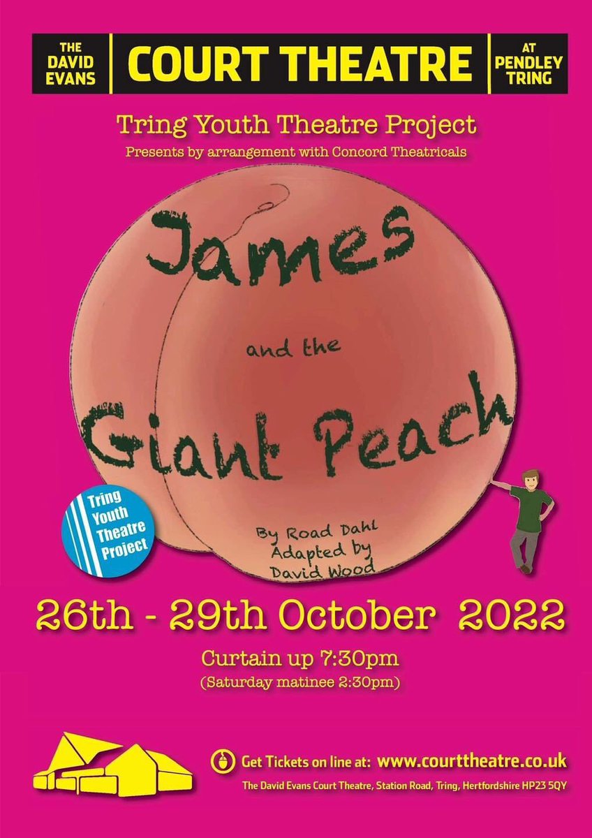 Look no further for the perfect half-term treat! 👀🍑

The giant peach is flying into the theatre next week as Tring Youth Theatre Project bring us their first ever kids’ play… it’s sure to be absolutely Dahl-ightful! 📚🐛

🗓 Wed 26 - Sat 29 Oct
🎟 courttheatre.co.uk