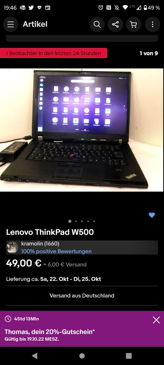 Tom_ZR_Race's tweet photo. Yay! Another addition to the fleet with a #ThinkPad W500 - first of the W series :) And I consider the price as bargain! #NeedMoreThinkPads #ThinkAddict @LenovoThinkPad #LenovoIN https://t.co/t9RZPPMZNB