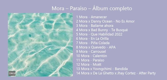 Se filtra el posible tracklist del nuevo disco de Mora: 