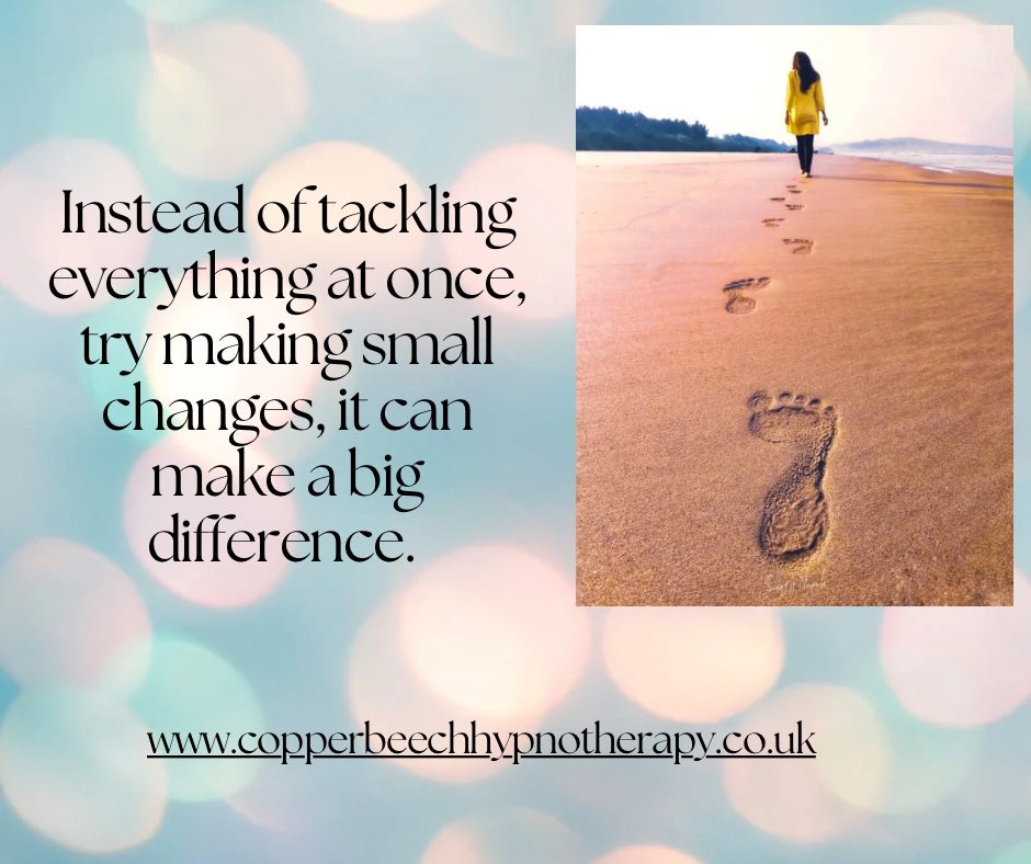 CopperBeechHyp's tweet photo. Small changes can be powerful. By taking small stairs towards your goal it’s easier to remain motivated and to notice your progress #smallsteps #progress #PositiveVibes https://t.co/K8DpKsRdvr