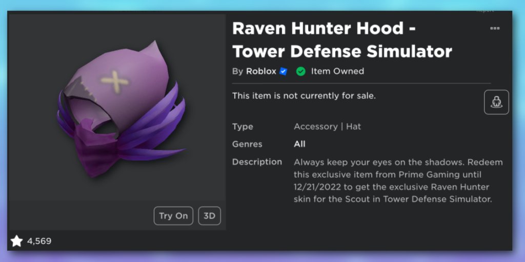 Como Ganhar o item de Dominus [Raven Hunter Hood - Tower Defense Simulator]  Roblox Evento 
