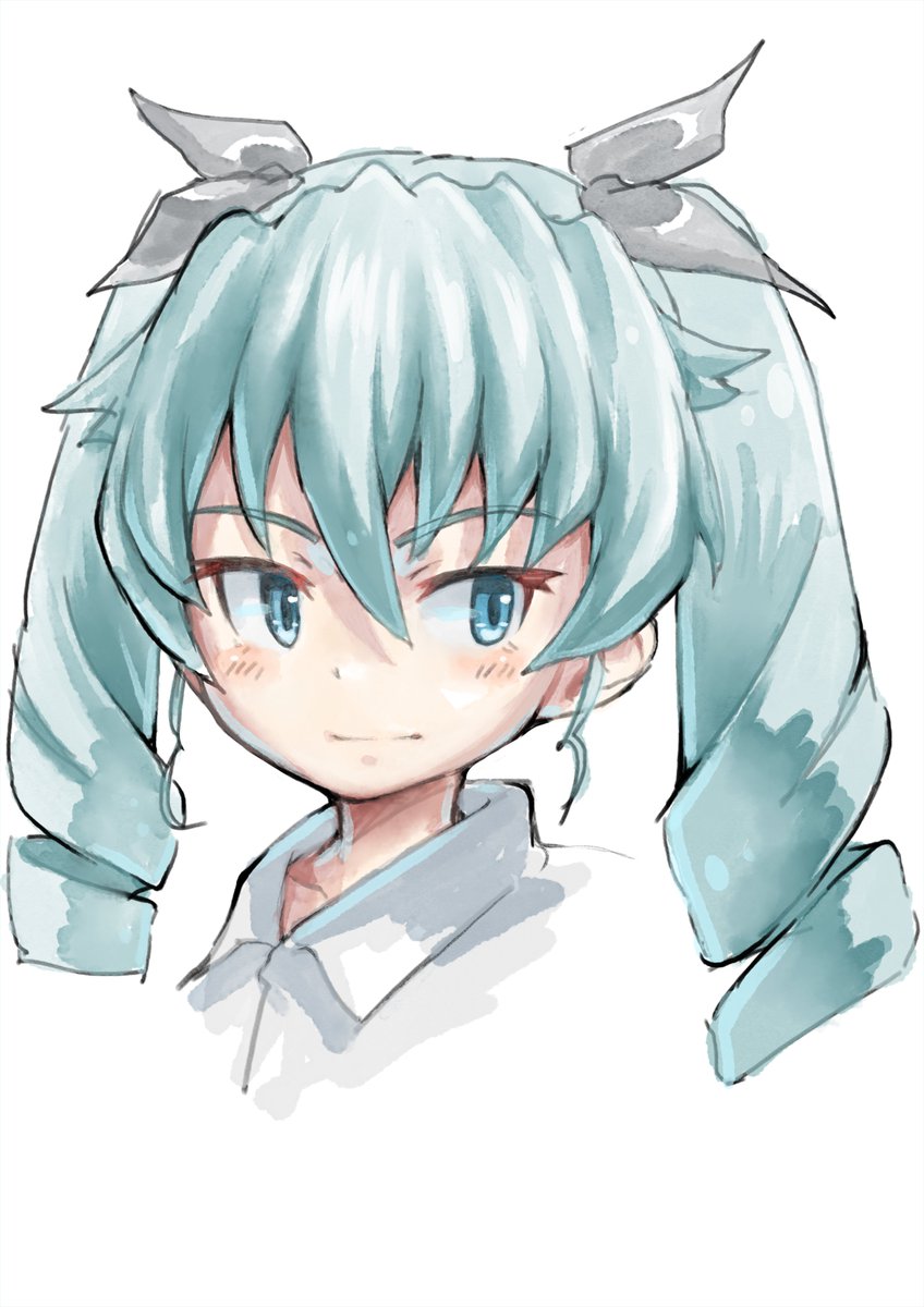 アンチョビ(ガルパン) 「ここんとこアニメ塗り調で絵を描いてきたけど、ちょっと水彩画テイストも取り入れたい」|黒猫童子のイラスト