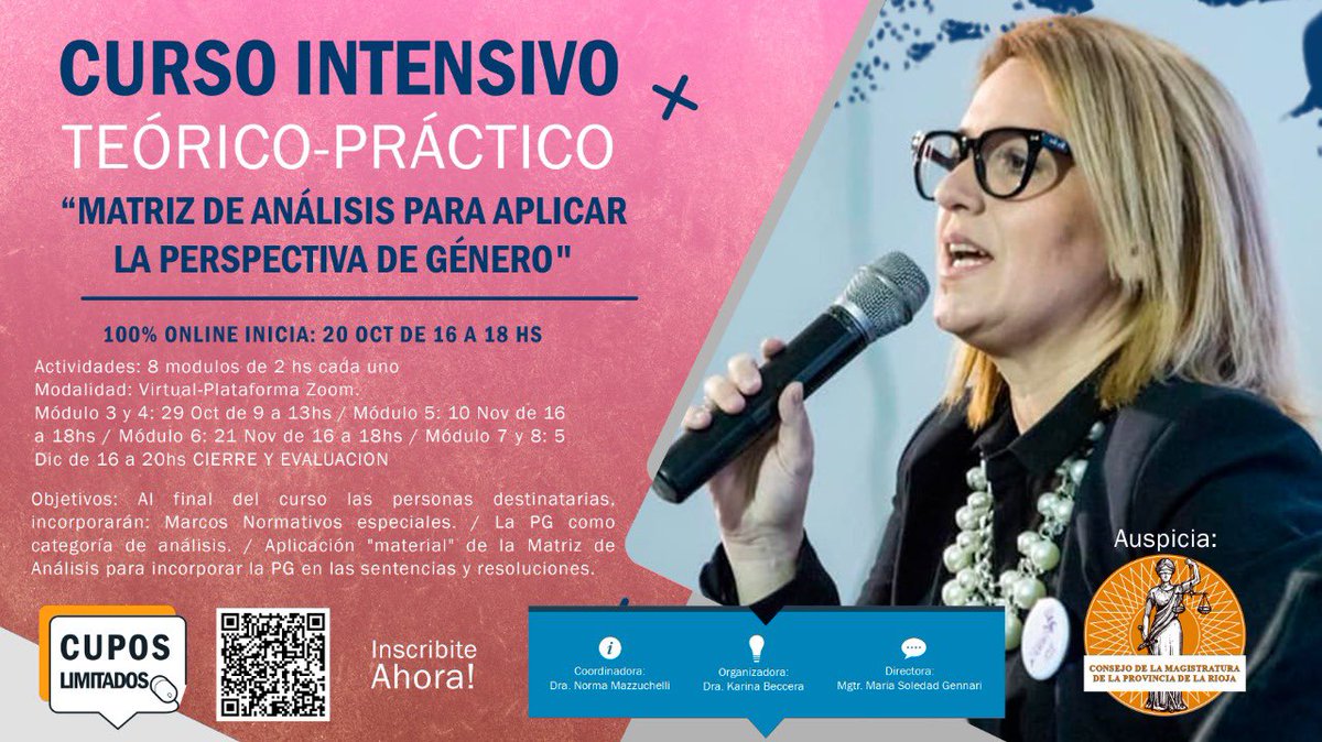 GRACIAS, Consejo de la Magistratura de La Rioja, por creer en esta propuesta que me ha llevado horas de trabajo, decidir con perspectiva de genero requiere un entrenamiento intensivo. 
Ya lo hago en mi provincia pero trascender las fronteras geográficas es muy bueno! Cupo lleno!