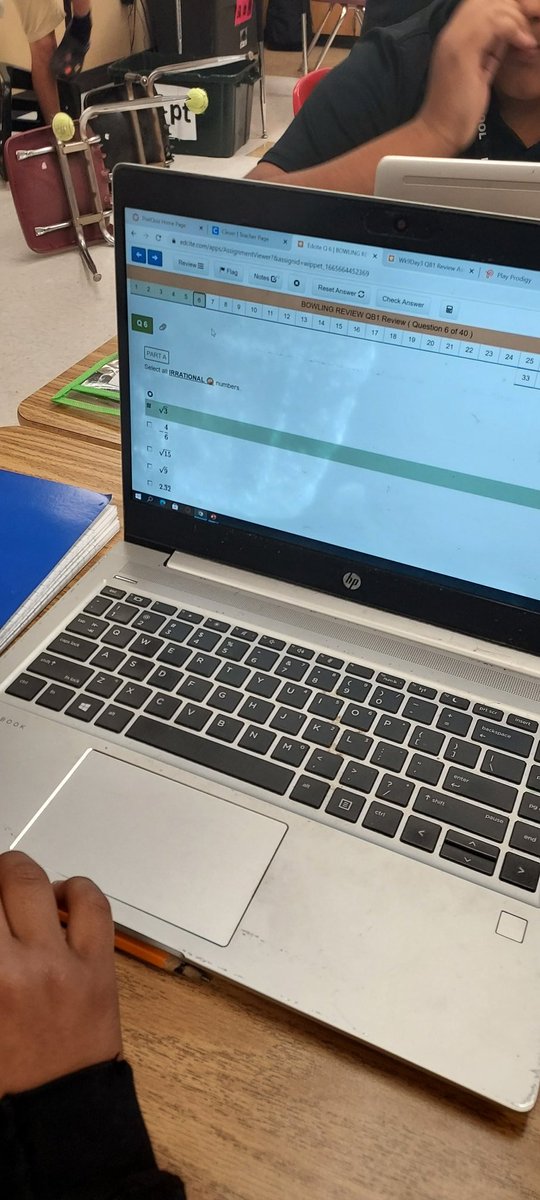MisterWippel's tweet photo. Bowling for QB1 Review!! As per our other team games, students in a group all needed to answer randomly generated @EdciteTeam problems to take a turn. Students had a blast rolling the ball while practicing roots, scientific notation, and irrational estimations! @IMS_Indians https://t.co/8g1Lfxljpk