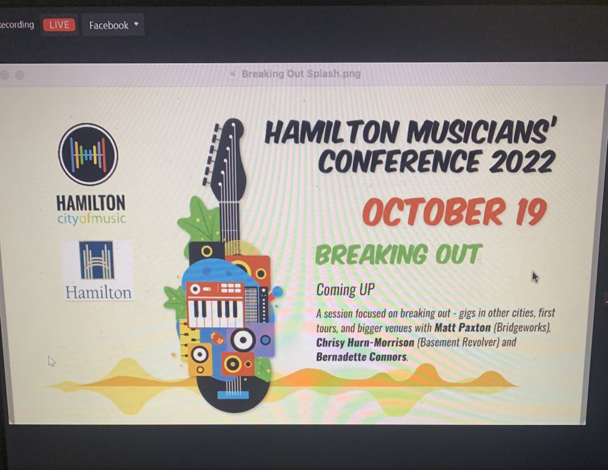 Find us now on Facebook Live for the last Musician Conference session. Tonight’s discussion (7-8pm) is on breaking out to different venues and/or other markets. The session is being recorded so you can catch up with this conversation later. #HamOntMusic #SmallBusinessWeek