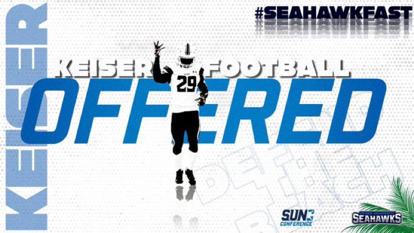 I am blessed to receive and offer from Keiser University!! Thank you <a href="/CoachShawP/">Shaw Pomianowski</a> for this opportunity! <a href="/BCJagsFootball/">BCJags</a> <a href="/RonTBAOL/">Ron Sowers</a> <a href="/DontayMoch/">inferno performance</a> <a href="/AntonioEffinger/">AE Sports Performance</a> <a href="/Somerled10/">Somerled</a> <a href="/CoachPerrone/">Coach Perrone (My Recruits)</a>