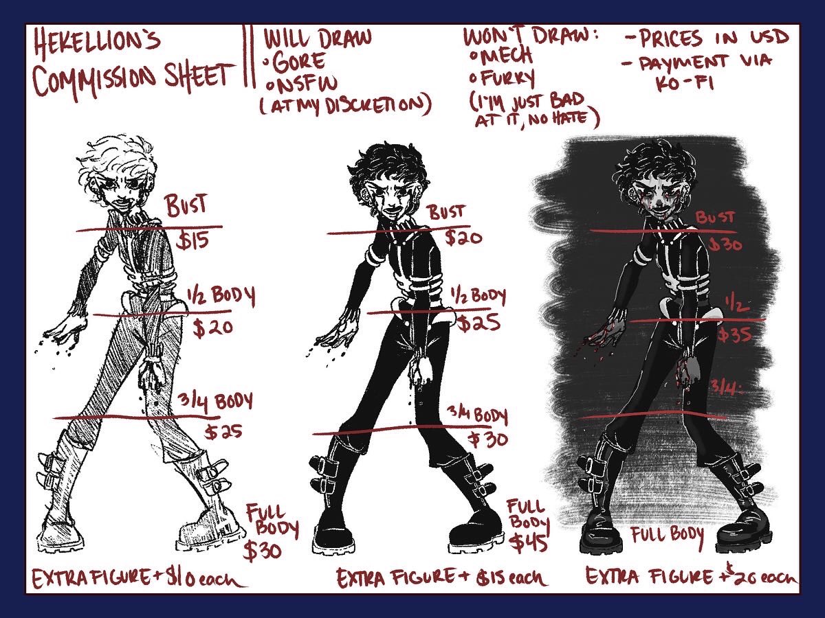 hekellion's tweet photo. comms open! started a new job and cant afford shoes that dont kill my feet. price sheet + examples of larger pieces, dm if interested! #dndart #dndcharacter #tlt #thelockedtomb #commissionsopen https://t.co/iWnxsXC1V7