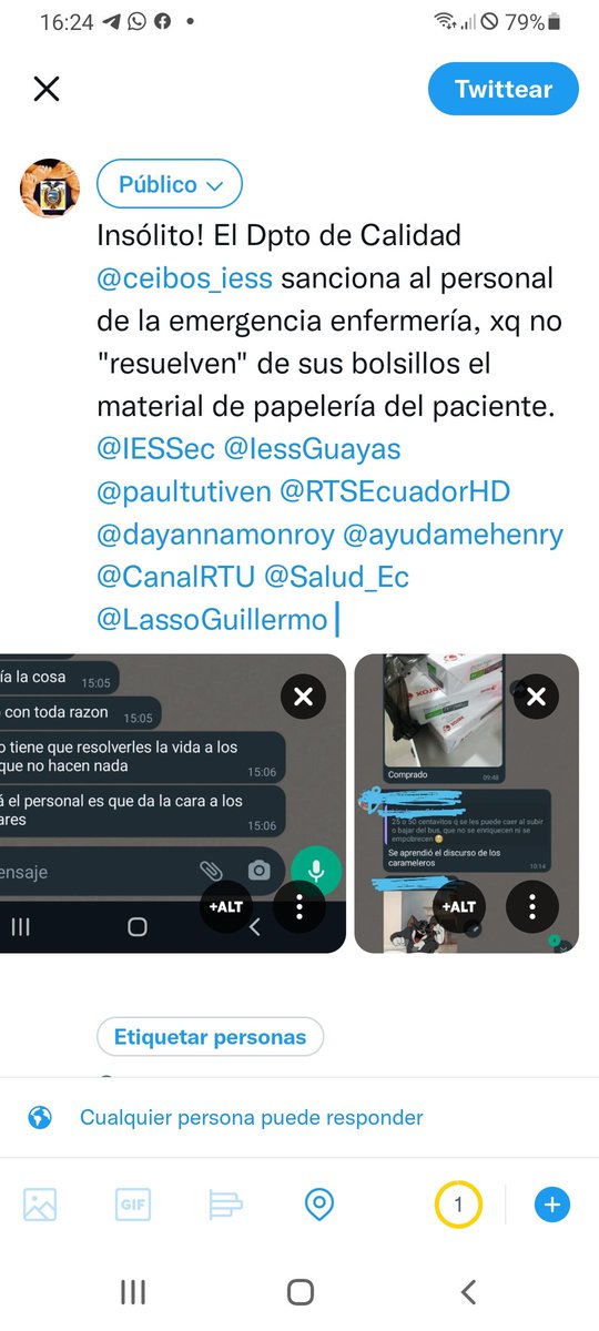 SusanaFloresN's tweet photo. @DonosoEcuador Investigue el acoso y hostigamiento administrativo de parte del dpto de calidad del @iess_ceibos que sancionan al personal de #EnfermeriaDeEmergencia kienen tienen que resolver las falencias de  insumos para el ingreso del pctes.   Ejemplo; esparadrapo https://t.co/Kk7kcYoW84