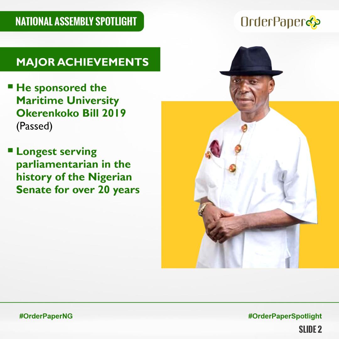 OrderPaper's tweet photo. With over 19 years in the Senate, read more to find out what Senator James Ebiowou Manager has been up to. 

#OrderPaperSpotlight #NationalAssembly #Delta #5thTerm https://t.co/0LlqzAiSOx
