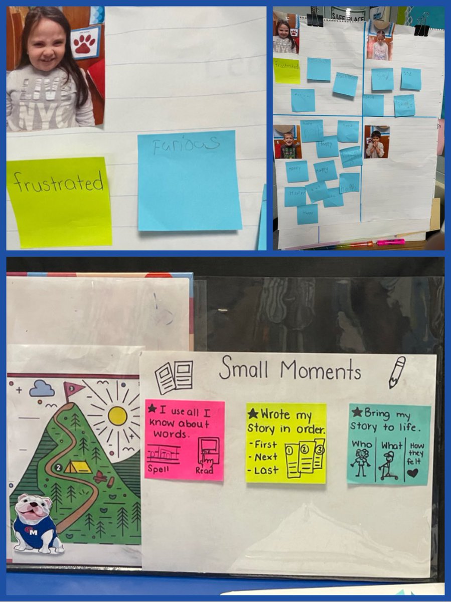HowellTwpGrieb's tweet photo. 1st graders learned how to use feeling words in their writing using a chart of their own reactions to collect word choices. Another lesson helping them along their learning journey up the Bulldog mountain.🐾 #HTPSlearnersuccess #strategygroups #goalsetting https://t.co/slt3odBDqY