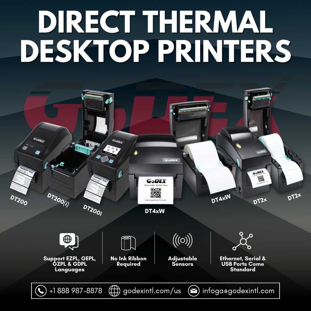 GoDEXAmericas's tweet image. No Ink 🚫 No Problem.

Direct Thermal Desktop Printers from #GoDEX:

Contact Us For More Information:

~ +1 (888) 987-8878
~ infoga@godexintl.com

#GoDEX #GoDEXPrinter #ThermalPrinter #LabelPrinter #BarcodePrinter #Label #Barcode #Printer #Manufacturing #Technology #WeHaveStock