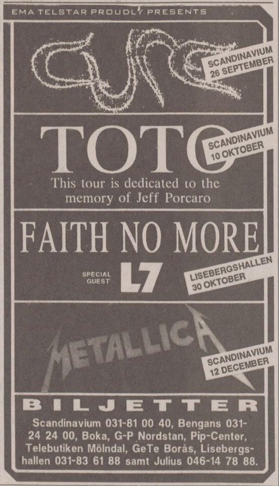fnmlivedb's tweet photo. Faith No More
Friday, 30 October 1992
Lisebergshallen
Gothenburg, Sweden
supported by L7
https://t.co/9KcyrEMjMI https://t.co/rMYfGC3VWo
